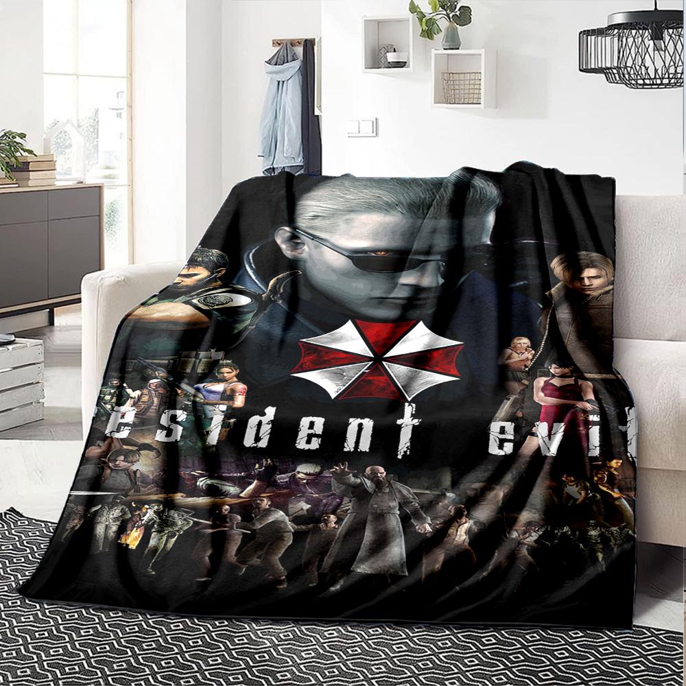 Resident Evil Umbrella Chronicles Flannel Blanket Super Soft Warm Cozy Blanket For Sofa Bed Office Travel Allseason Home Decor Gift