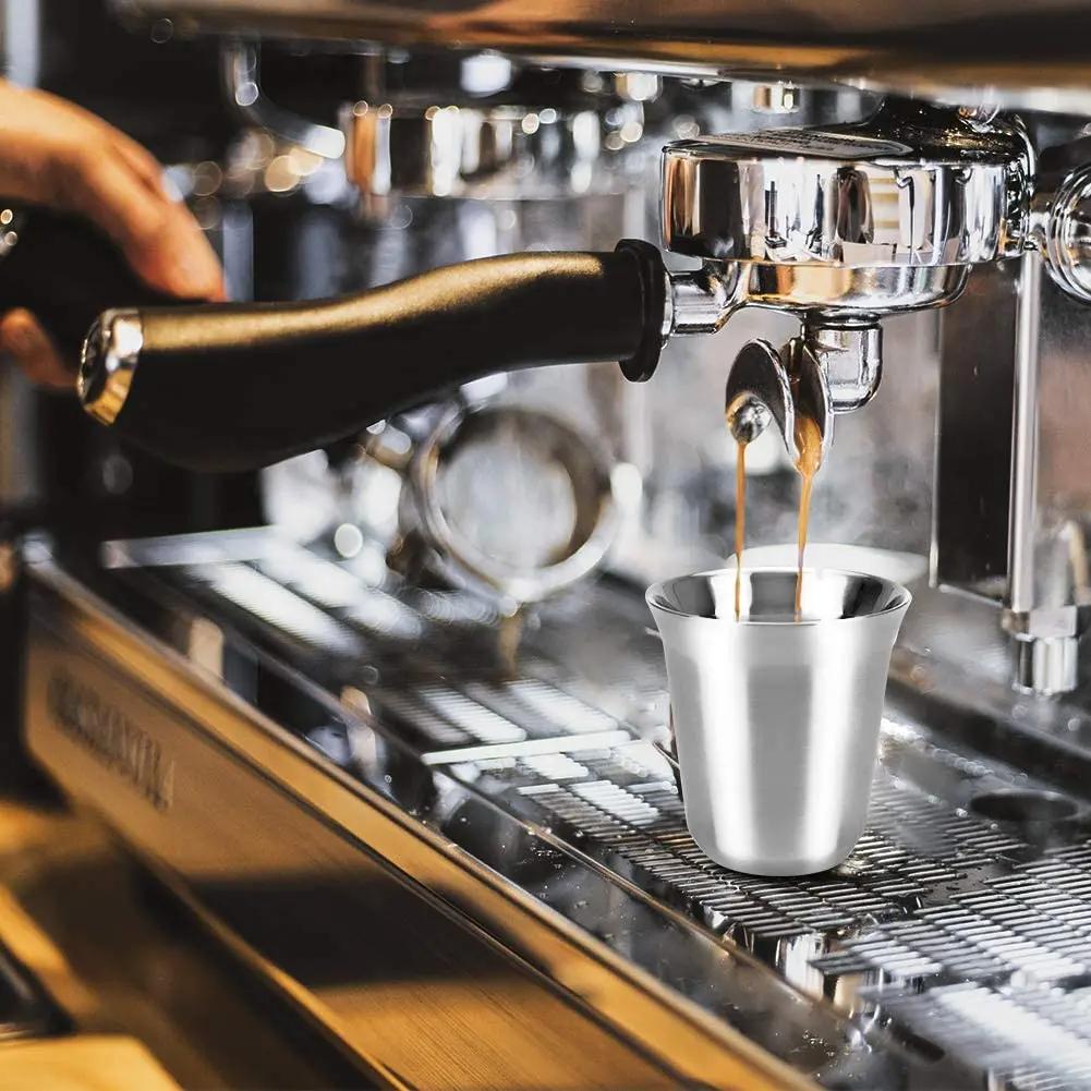 Чашки для эспрессо Leeseph из нержавеющей стали, кружка для кофе с двойной стенкой, чашка для питья Demitasse для дома, офиса, дома, на открытом воздухе