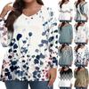 Womens Plus Size Tops Long Sleeve Print Shirts V Neck Casual Clothing Clothes Tops