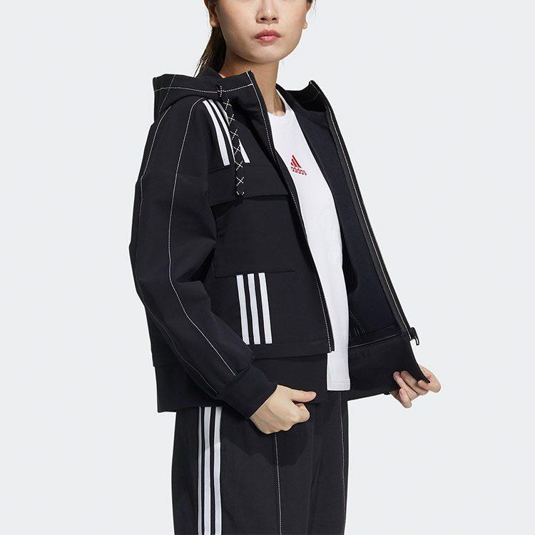Adidas Jackets Women's Black Hooded Moderate Workwear GP0628