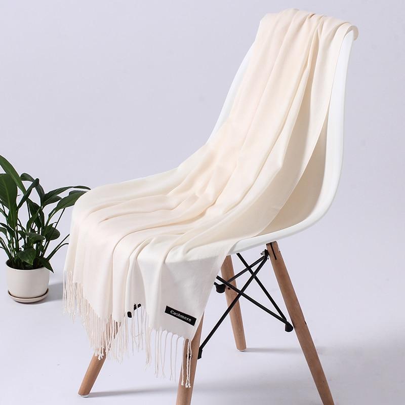 Women Solid Scarf Cashmere Feeling Pashmina Shawls Tassel Hijab Head Wraps Femme Thin Spring Winter Scarves Foulard Bufanda