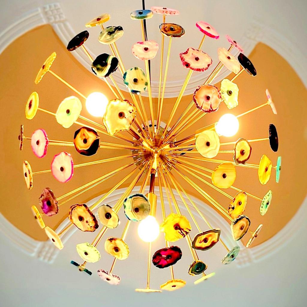 Premium Stone Half Sea Urchin Chandelier Big Size Iconic Italian Agate Stones Flush Mount Chandelier