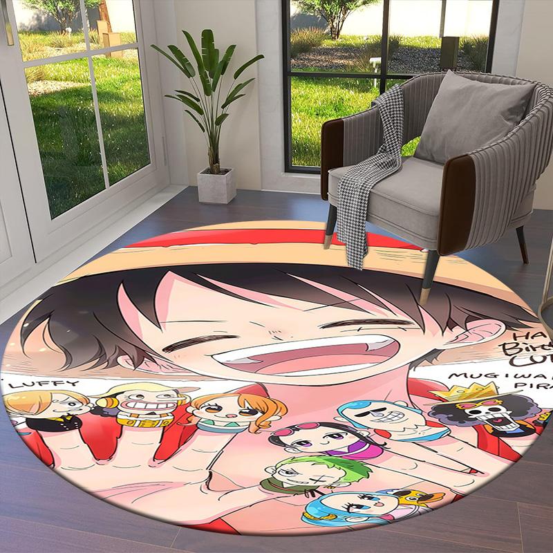 Ковер круглый с изображением Манки Д. Луффи из One Piece, ковер для гостиной, спальни, дивана, игровой комнаты, нескользящий коврик