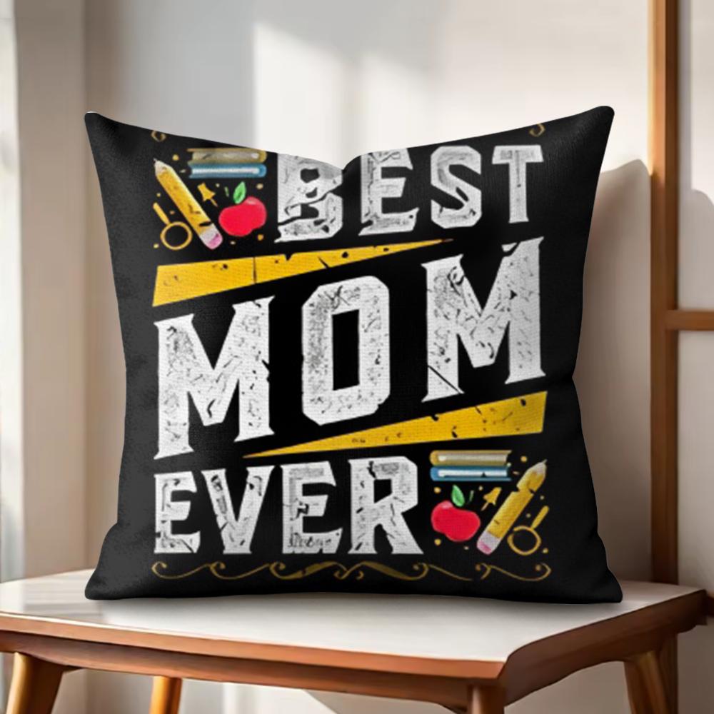 Best Mom Ever Cushion Cover Natural Linen Organic Fabric DoubleSided Printing Couch Pillow Covers Home Decor