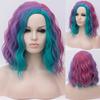 Женский двухцветный короткий синтетический парик с градиентом, белый, синий, волнистый парик с эффектом омбре для белых женщин, косплей, Боб, средняя часть линии