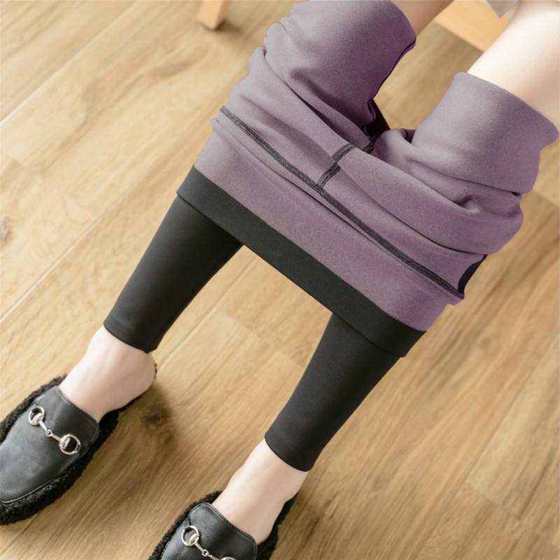 Осенне-зимние женские плюшевые теплые брюки больших размеров, модные высокоэластичные леггинсы