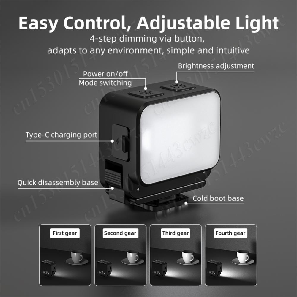 LED Camera Video Lights IPX4 Waterproof for DJI Action 5 Pro/Action 4 Vlogging Light 3000K/4440K/8700K Adjustable Lighting Lamp