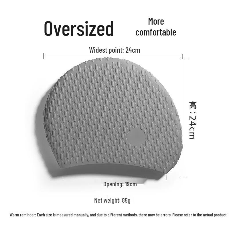 Очень большой водонепроницаемый силиконовый шапочка для плавания с защитой ушей - Однотонная, без кромок, удобная посадка