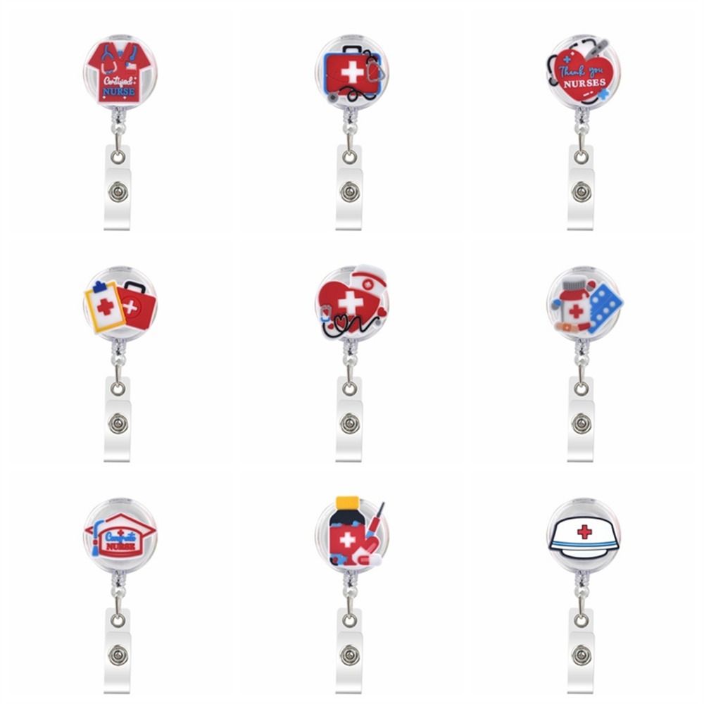 ID Card Holder Retractable Badge Holder Chest Card Easy Pull Buckle  Doctor Students