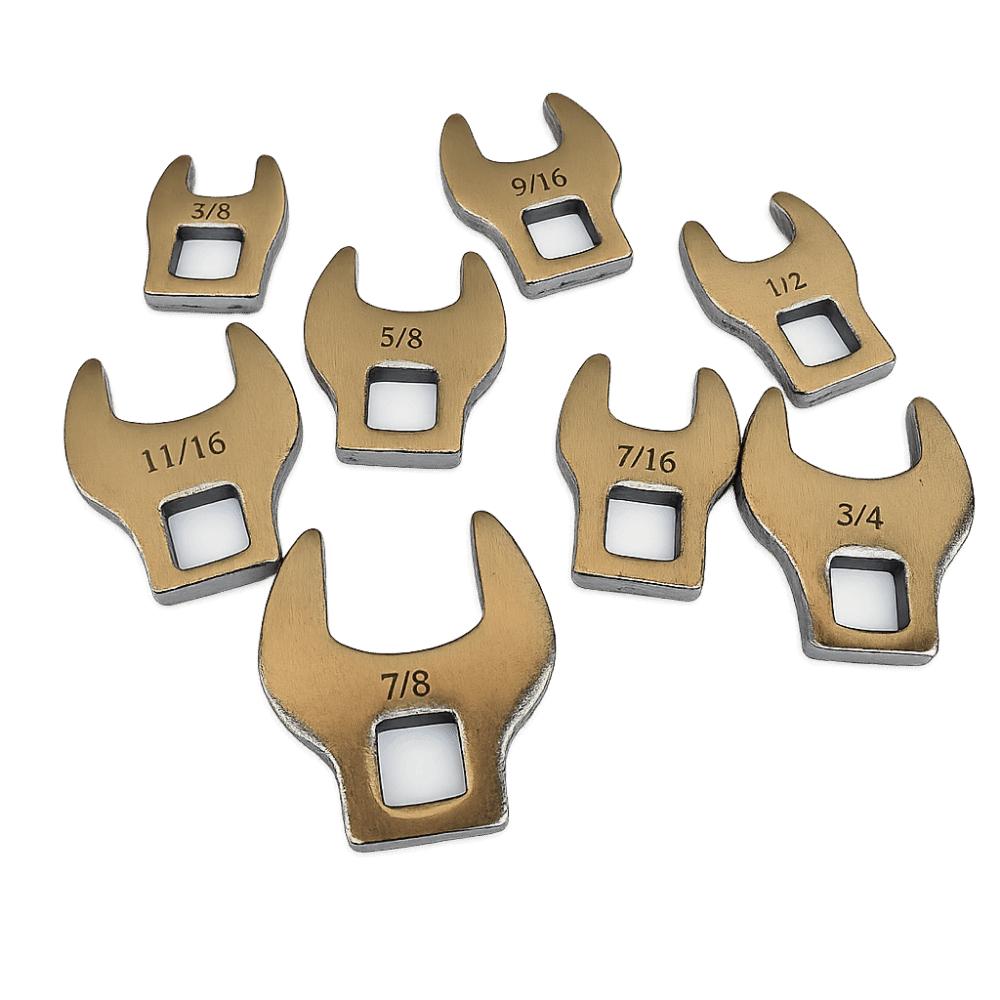 8Pcs 10-19mm Crowfoot Wrench Set Movable Head 3/8" Drive Crowfoot Wrench Set  Hard-To-Reach Areas