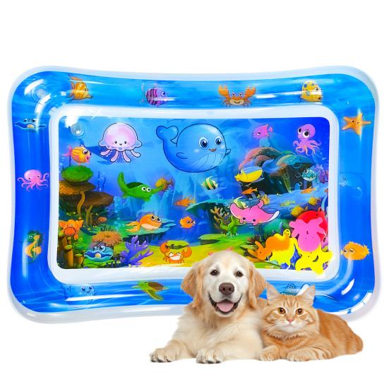 Надувной водный коврик Cat Glow Pad, игровой коврик со встроенными светящимися шариками, окружающий свет, визуальная игра-охота, ночная игрушка для питомца