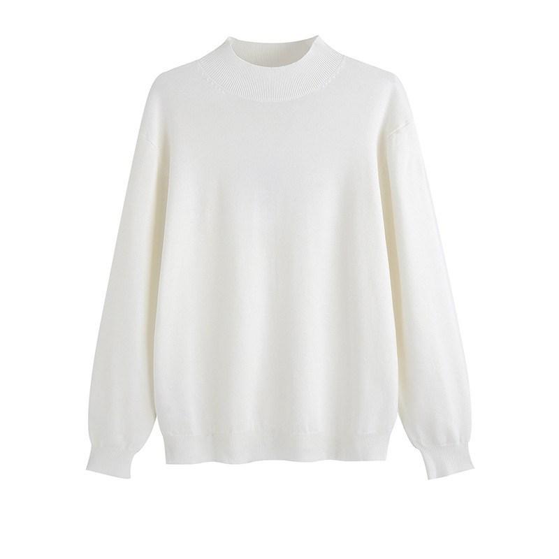 Men's Loose Fit Half Turtleneck Sweater: Korean Style, Solid Color, Knit, Long Sleeve, Autumn/Winter Top.