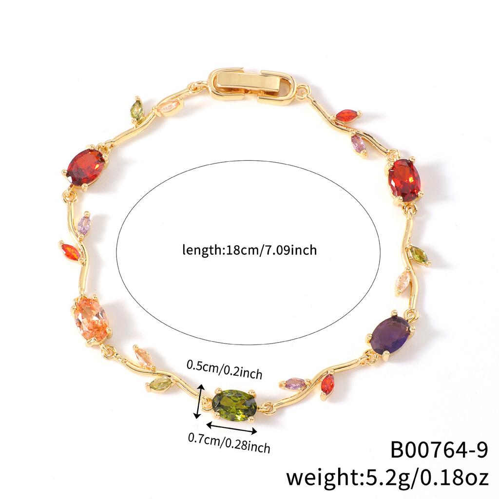 Simple Fashion Vine Leaf Bracelet Copper Inlaid Zircon Light Luxury Geometric Personalized Wrist Jewelry For Women