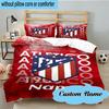 3PCS Custom Name Atletico Madrid Crest Bedding Set, Including 1pc Duvet Cover And 2pcs Pillowcases, Suitable for dorms and bedrooms Gift