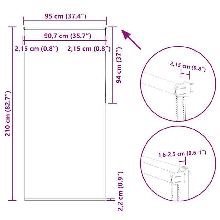 VidaXL Store enrouleur occultant blanc cassé 95x210cm largeur du tissu, store de jour et de nuit, store de cuisine, store 4011699