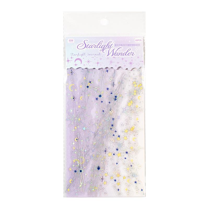 6packs/1lot Kawaii Scrapbook Stickers starlight Junk Journal Gold Planner Stationery Planner Decorative