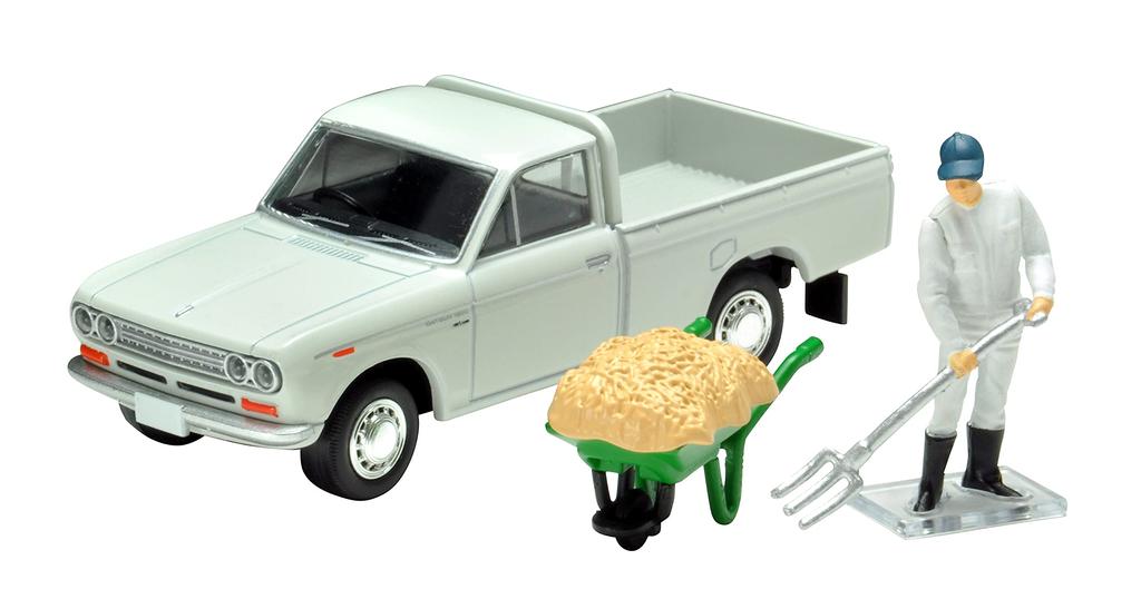 Tomica Limited Vintage Datsun Truck 1300 Deluxe White with Figure Completed Product 314950 1/64 LV-195c