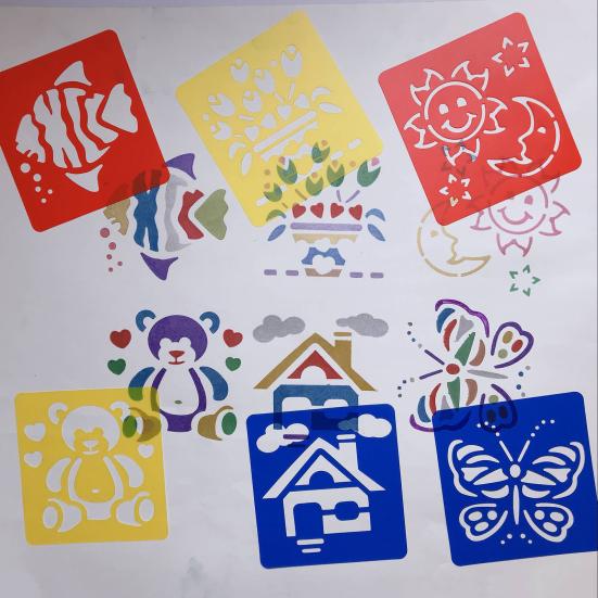Huaqianguhh 6 шт. Трафареты для рисования, 5,5x5,9 дюйма, моющиеся, многоразовые, DIY-трафареты для искусства для дерева, бумаги, ткани, домашнего декора, поделок