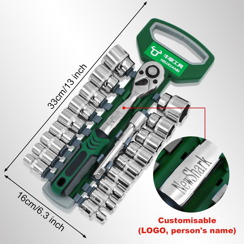 Drive Socket Set 1/4"-3/8"-1/2",72 Teeth CRV Ratchet Wrench Sockets Compact Sockets for Motorcycle Repair Mechanic Tool for Car
