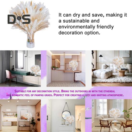 95Pcs Eco-friendly Pampas Grass Bouquet UV Resistant Great Boho Dried Floral Arrangement Pampas Grass Bouquet
