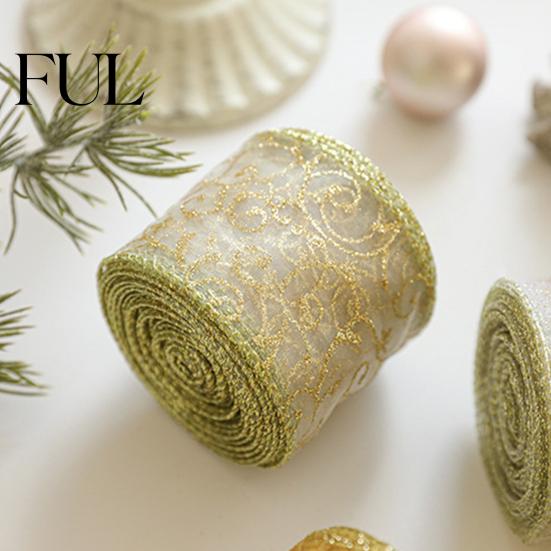 Elegant Ribbon for Party Decorations 2.5" x 2.2 Yards Gold Sheer Christmas Tree Decoration and Sophisticated Event Styling Gift Wrapping, Translucent