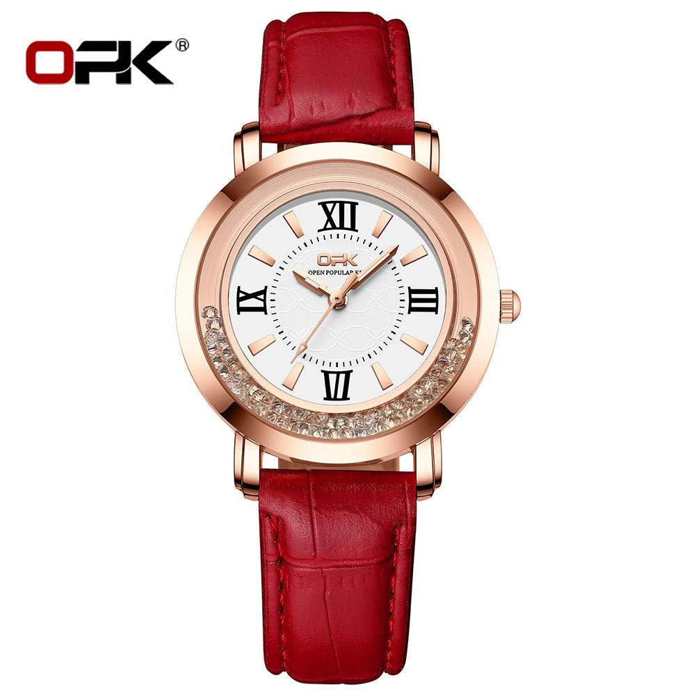 OPK Brand Waterproof Three-Pin Real Nail Scale Ladies Quartz Watch 8611