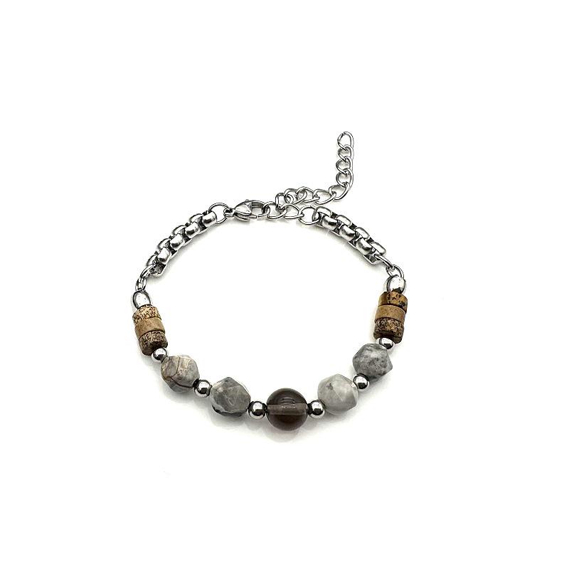 Gaga Natural Stone Men's Retro Bracelet - High-End Versatile Good Luck Accessory for Autumn