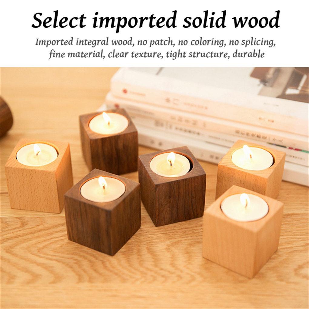 Подсвечник из массива дерева Рождественский Свадебный Реквизит на День Святого Валентина Украшение стола Подставка для свечи