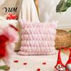 Valentine Day Gift Ideas Plush Throw Pillow Cover, Heart Embroidery Cushion Case with 3D Bowknot Jacquard, Square Covers for Couch Soft Fluffy