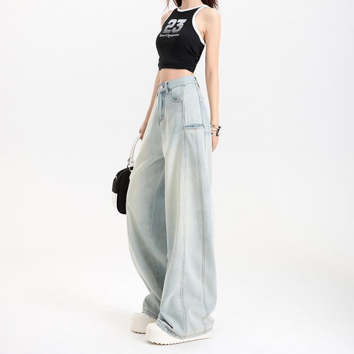 Джинсы женские весна и лето свободные широкие брюки выглядят тонкими и дышащими крутые широкие джинсы женские весна и лето