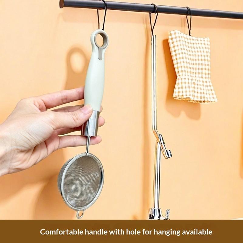 Stainless Steel Mesh Filter Spoon Juice Soybean Milk Strainer Plastic Handle Flour Sieve Colander Kitchen Baking Utensils