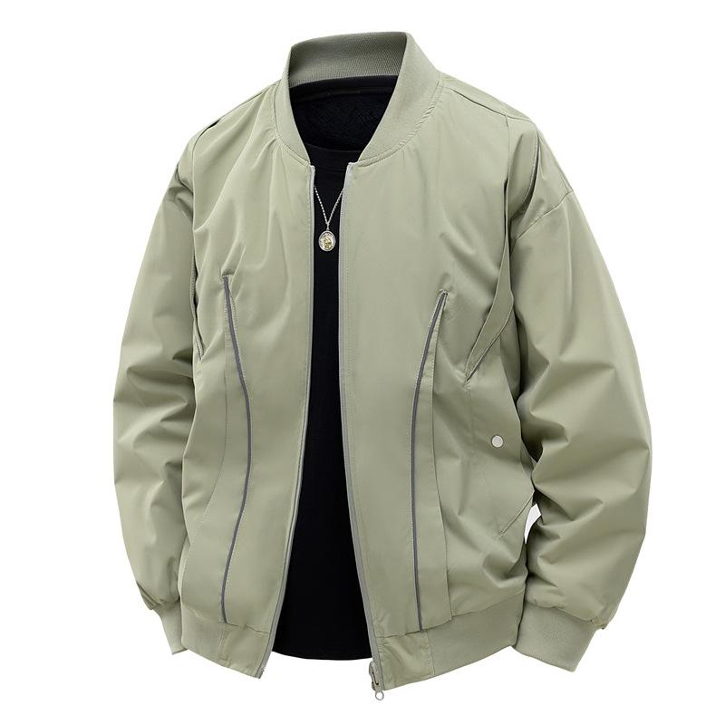 Jacket Men's Spring and Autumn Loose Trendy Solid Color Top American Casual Retro Baseball Jacket Men's