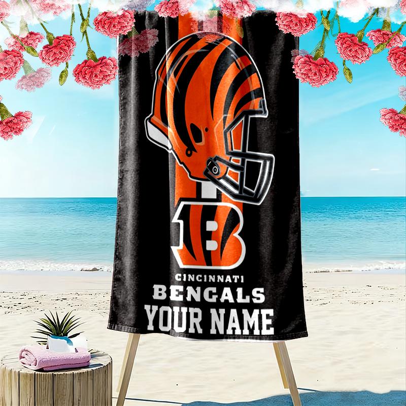 Custom NameBengals helmet design. Beach Towel Soft Microfiber Summer Towel Quick Dry Absorbent Towel for Beach Swimming Pool Travel