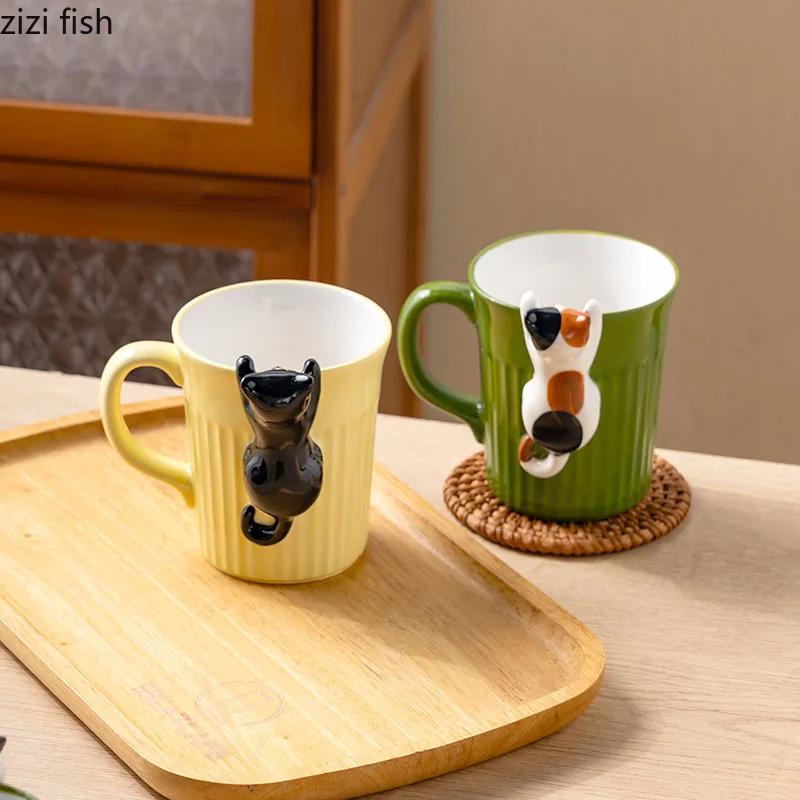Ceramic Hanging Cat Cup Cartoon Cute Water Cup Household Coffee Cup Beverage Cups Tea Cups Couple Cups Creative Ceramic Mug