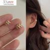 925 Sterling Silver Leaf Earcuff Clips On Earrings For Women Sweet Cute Student Jewelry