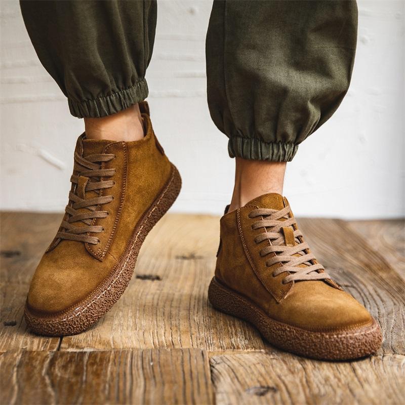 Men High Top Casual Shoes Breathable Designer Shoes Suede Leather Loafers Business Office Shoes For Men Driving Moccasins Plush