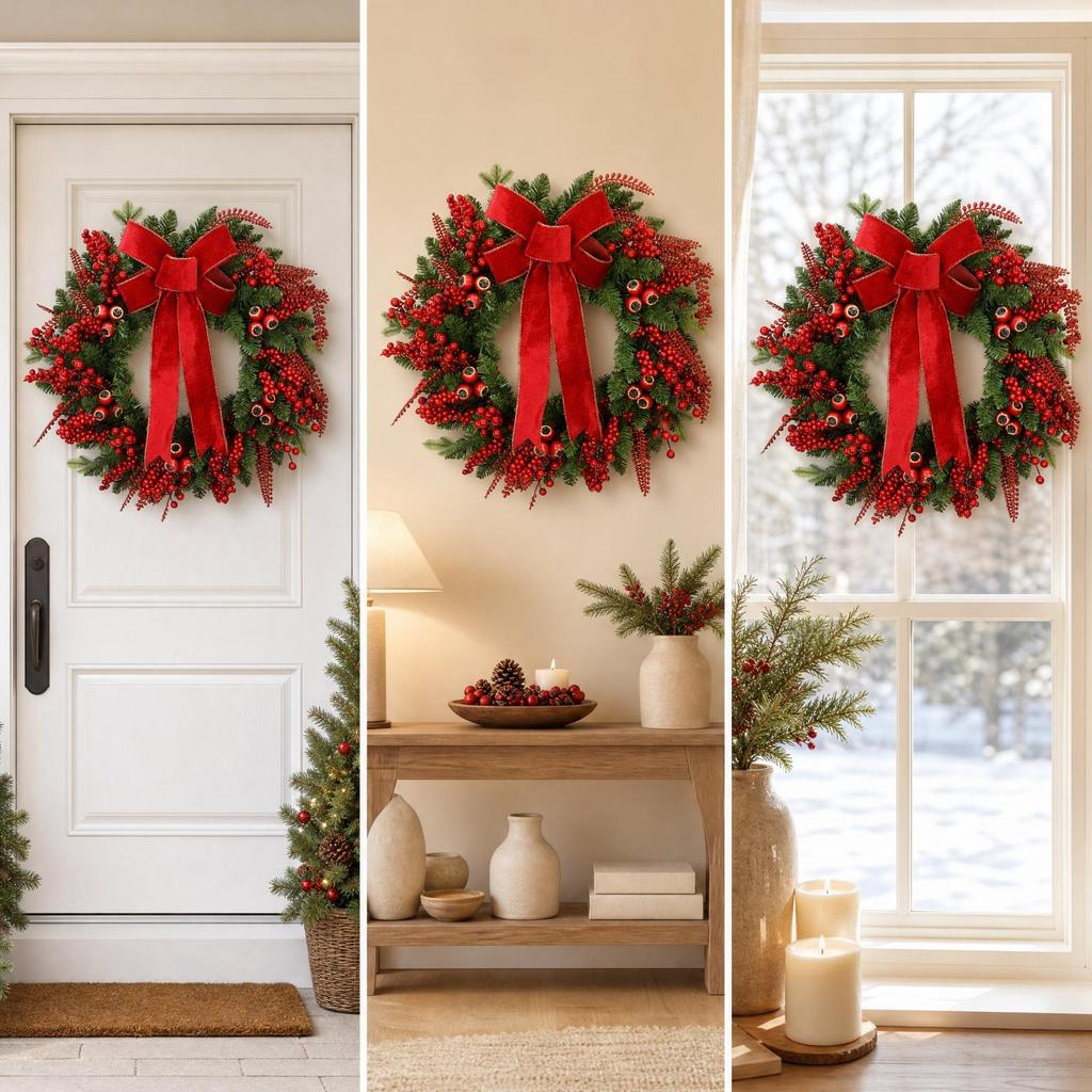 35 Cm Christmas Door Wreath Complete for Wall Decor