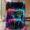 Neon Painted Game Controller Theme blanket Lightweight Warm Flannel Blanket Decorative Throw Blanket for Home Decoration