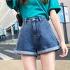 Klassik va Minimalistik Moda Ko'p qirrali Qayrilgan Qirrali Ayollar Yozgi Yuqori Bel A So'zi Ozg'in Ko'rsatuv Tashqi Kiyim Kundalik Keng Oyoqli Shimlar Denim Shortilar