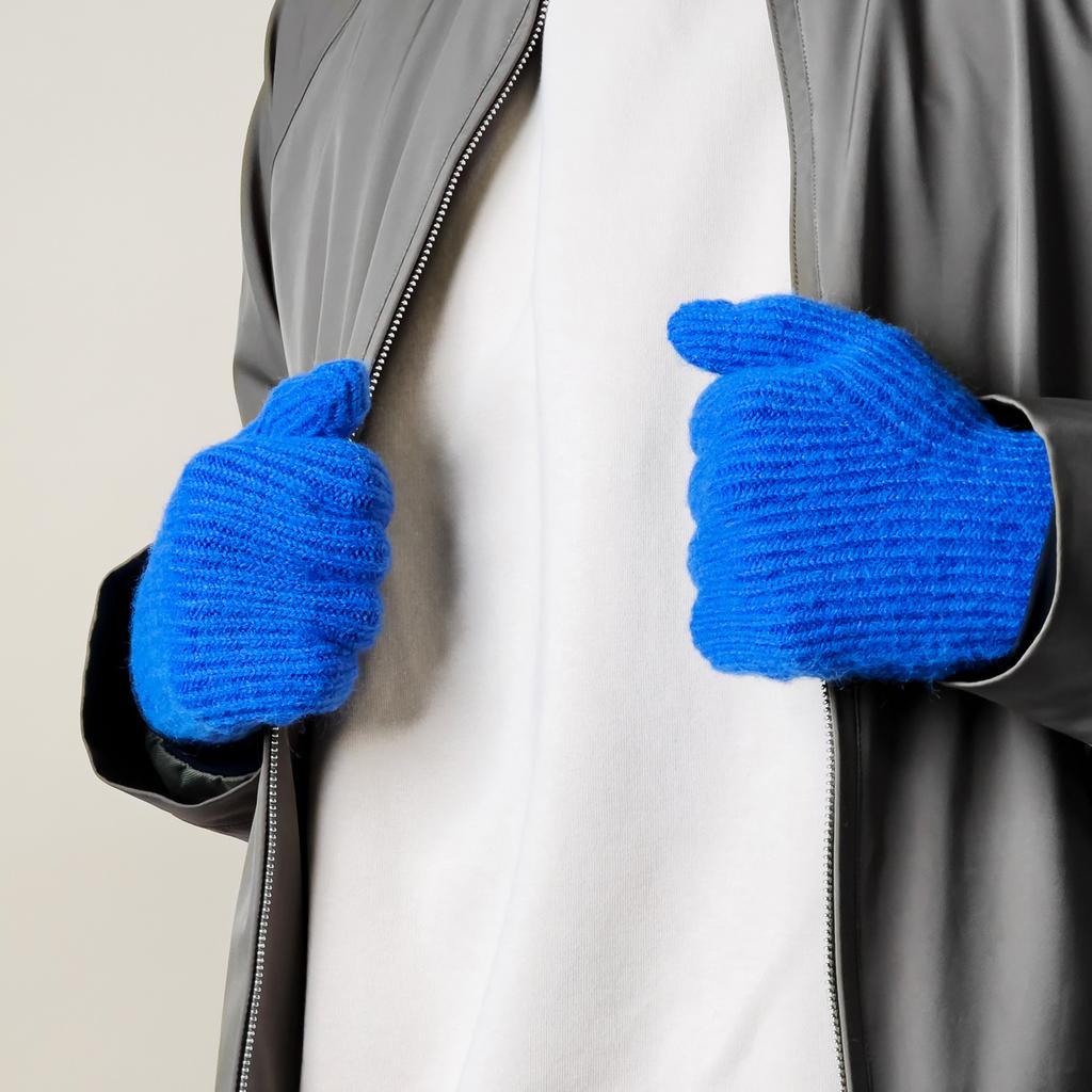 Knitted Touchscreen Fingerless Gloves - Blue