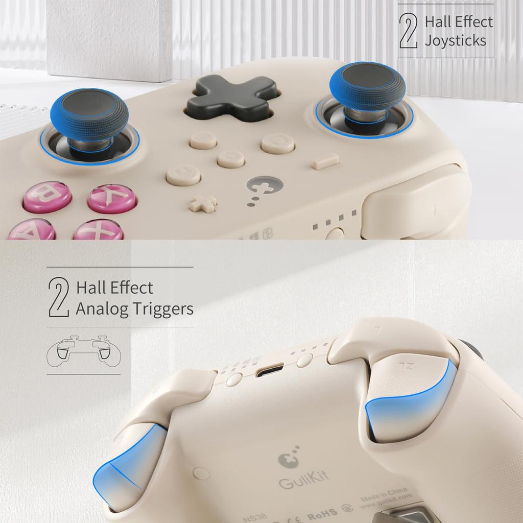 GuliKit Wireless Controller KK3 PRO Controller Retro Compatible with Hall Effect Sensor Stick Gyroscope Back Paddle Button PC/Switch/Android/iOS