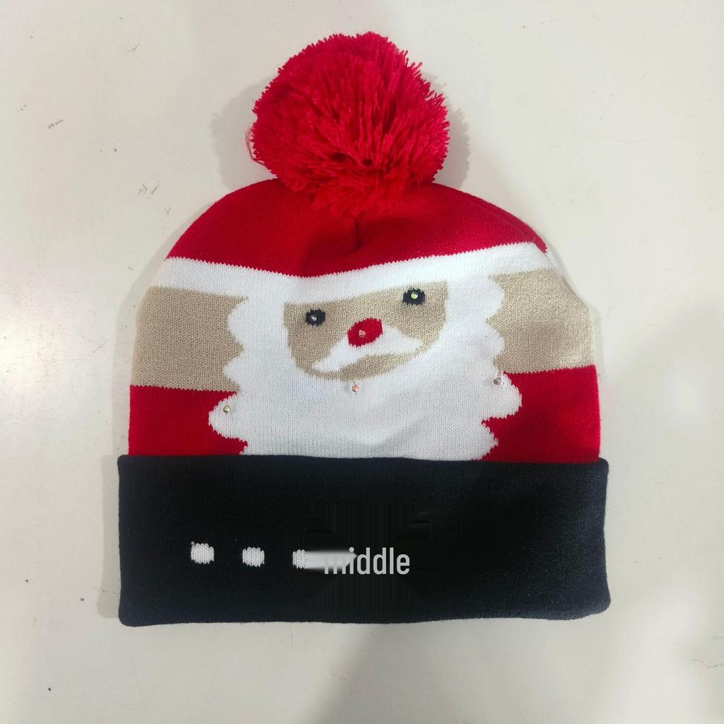 LED Light-Up Elk Jacquard Knit Hat & Scarf Set for Christmas & New Year.