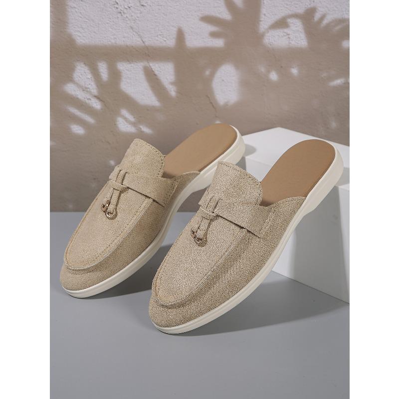 Весна Новые Женские Туфли-Мюли С Закрытым Носком и Ремешком Слингбэк Повседневные Слипоны Уличная Ленивая Обувь