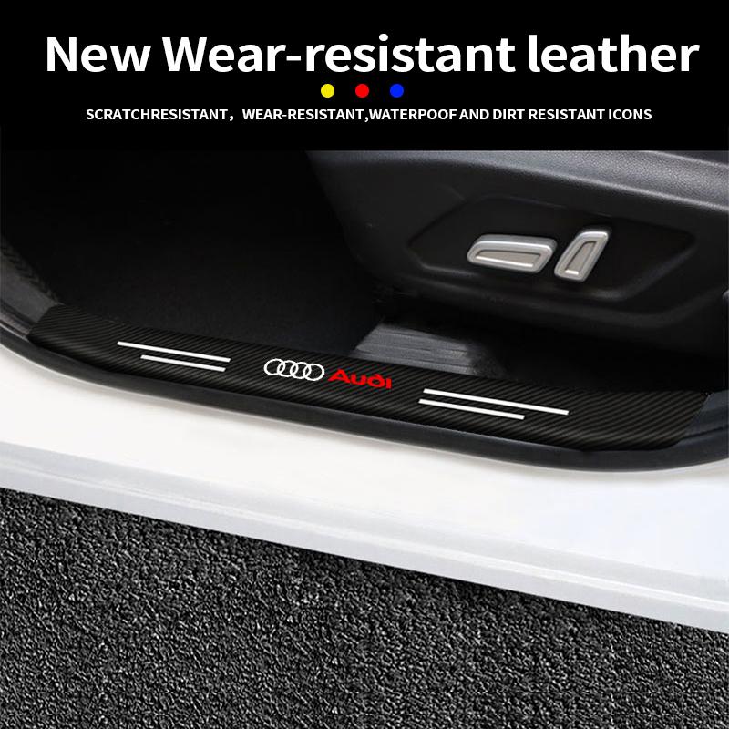 4pcs Carbon Fiber Car Emblem Welcome Pedal Protect Strip Sticker for hot A3 8P A6 C5 A4 B6 B8 S4 RS4 S5 B9 S3 8V RS3 S6 S8 S2 7