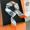 Luxury Brand Print Silk Scarf Women Bag Skinny Scarves Wraps Wrist Towel Foulards Neckerchief Headband Muslim Hijabs