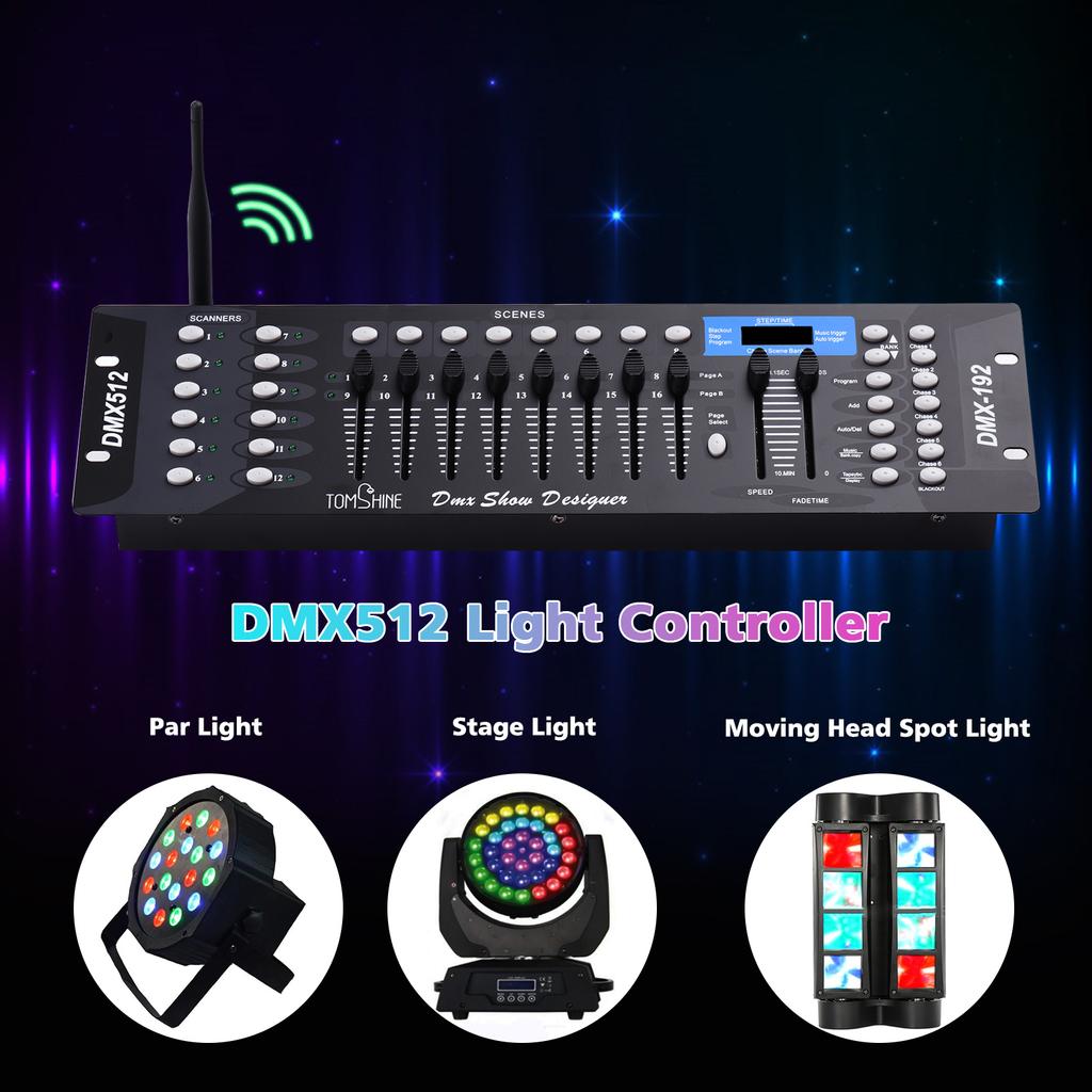 Беспроводной световой контроллер DMX512, консольная панель, 2,4G ISM 192CH, функция программирования, активация звука