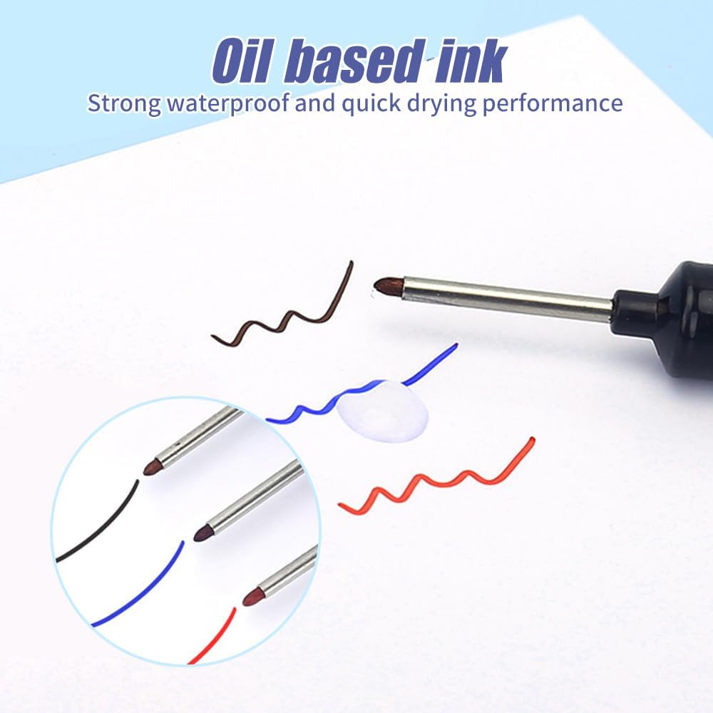 Long Head Deep Hole Marker Pens,Upgrade Long Nib Marker Set,Professional Construction Markers Scriber Marking Tools, Permanent Markers & Marker Pens
