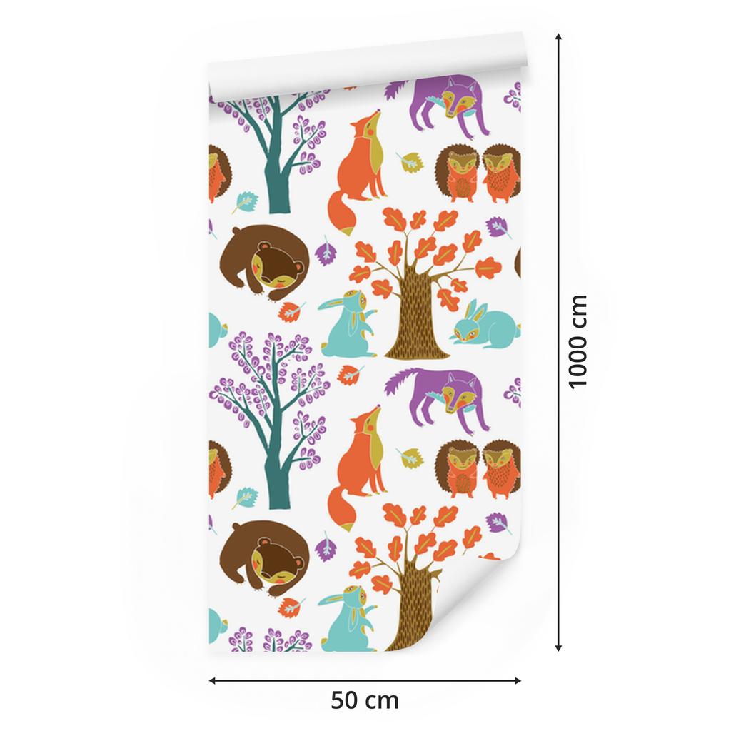 Forest Animals Wallpaper in Colorful Forest for Living Room and Bedroom 50x1000