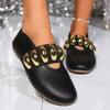 Fashion Autumn New Flat Single Shoes Women's Fashion Round Head Shallow Mouth Metal Buckle Soft Sole Non-slip Low Top Shoes