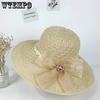 Однотонные цветочные шляпы от солнца для женщин, весна-лето, широкие поля, дышащие, складные, пляжные, солнцезащитные шляпы